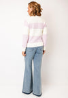 Micha Colour Block Striped Chunky Knit Cardigan, Purple