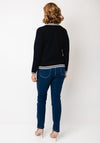 Micha Striped Trim Knit Cardigan, Navy
