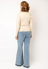 Micha Knit Trim Zip Through Knit Cardigan, Beige