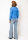 Micha Knit Trim Zip Through Knit Cardigan, Blue