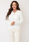 Micha Fringed Button Up Knit Cardigan, White