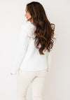 Micha Fringed Button Up Knit Cardigan, White