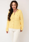 Micha Fringed Button Up Knit Cardigan, Yellow