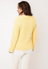 Micha Fringed Button Up Knit Cardigan, Yellow