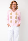 Micha Button-Down Argyle Pattern Cardigan, Light Pink