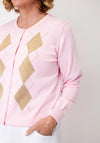 Micha Button-Down Argyle Pattern Cardigan, Light Pink