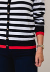 Micha Stripped Button Up Fine Knit Cardigan, Navy