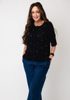 Micha Textured Button-Down Cardigan, Navy