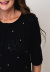 Micha Textured Button-Down Cardigan, Navy