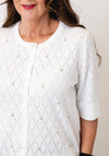 Micha Textured Button-Down Cardigan, White
