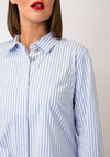 Micha Striped Cotton Shirt, Blue & White
