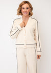 Micha Printed Logo Button Up Contrast Detail Cardigan, Beige
