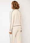 Micha Printed Logo Button Up Contrast Detail Cardigan, Beige