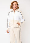 Micha Colour Block Zip Up Fleece, Beige Multi