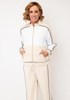 Micha Colour Block Zip Up Fleece, Beige Multi