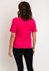 Micha Zig Zag Trim Short Sleeve Sweater, Pink & Beige
