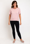 Micha Zig Zag Trim Short Sleeve Sweater, Dusty Pink & Grey