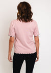Micha Zig Zag Trim Short Sleeve Sweater, Dusty Pink & Grey