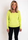 Micha V-Neck Autumn Viscose Knit Sweater, Lime Green