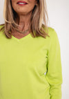 Micha V-Neck Autumn Viscose Knit Sweater, Lime Green
