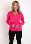 Micha V-Neck Autumn Viscose Knit Sweater, Pink