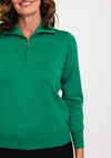 Micha Zip Funnel Neck Sweater, Green