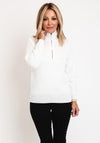 Micha Zip Funnel Neck Sweater,White