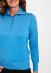 Micha Zip Funnel Neck Sweater, Blue