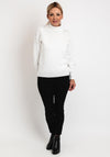 Micha Roll Neck Embellished Sleeve Knit Sweater, White