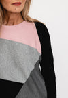 Micha Block Pattern Knit Sweater, Pink Multi