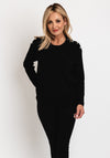 Micha Stud Shoulder Knit Sweater, Black