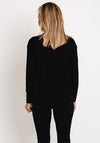 Micha Stud Shoulder Knit Sweater, Black