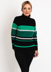 Micha Roll Neck Stripe Knit Sweater, Green Multi