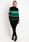 Micha Roll Neck Stripe Knit Sweater, Green Multi