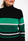 Micha Roll Neck Stripe Knit Sweater, Green Multi