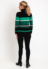 Micha Roll Neck Stripe Knit Sweater, Green Multi