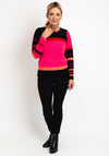 Micha Round Neck Stripe Knit Sweater, Pink