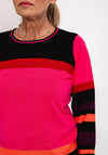 Micha Round Neck Stripe Knit Sweater, Pink