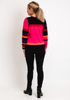 Micha Round Neck Stripe Knit Sweater, Pink