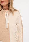 Micha Colour Block Text Print Knit Sweater, Beige