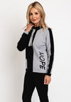 Micha Colour Block Text Print Knit Sweater, Grey & Black