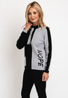 Micha Colour Block Text Print Knit Sweater, Grey & Black