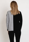 Micha Colour Block Text Print Knit Sweater, Grey & Black