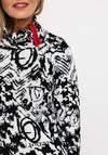 Micha Zip Roll Neck Knit Sweater, Black & White