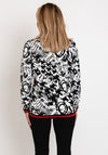 Micha Zip Roll Neck Knit Sweater, Black & White