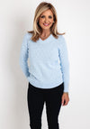 Micha Round Neck Basic Fine Cotton Knit Sweater, Light Blue