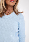 Micha Round Neck Basic Fine Cotton Knit Sweater, Light Blue