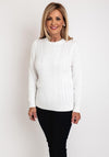 Micha Round Neck Cable Knit Sweater, Off- White