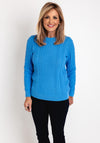 Micha Round Neck Cable Knit Sweater, Azure Blue