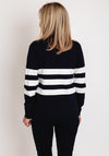 Micha Striped Quarter Zip Knitted Sweater, Navy & Off-White
